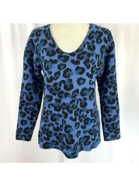 Jamison Blue Leopard Print Sweater Pullover Women’s Small